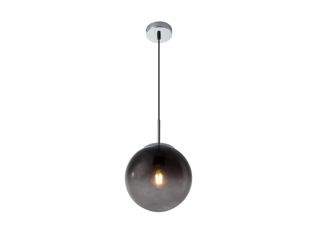 Pendelleuchte VARUS mit Glaskugel aus Rauchglas, Ø 20cm