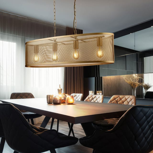 Design Hänge Decken Leuchte Käfig Design Wohn Zimmer Pendel Lampe gold Serarchlight