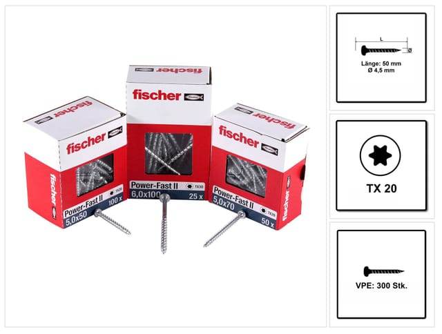 Power-Fast ii 4,5x50 ph blvz vg tx 300 300 Stk - Fischer