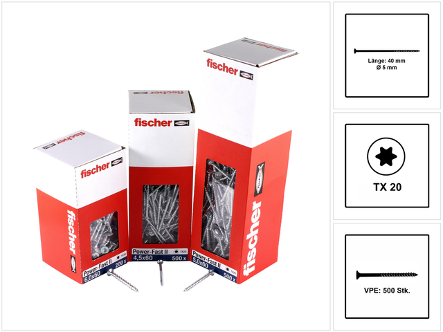 PowerFast ii 5,0x40 sk tx tg blvz 500 - Fischer