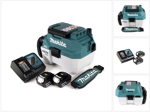 Makita - dvc 750 LRGX3 Akku Staubsauger Nass und Trockensauger 18 v tragbar + 2x 6,0 Ah Akku und Lader- ohne Zubehör