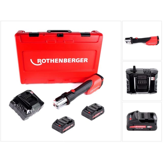 Romax 4000 cas Akku Pressmaschine 18 v 34 kN + 2x Akku 4,0 Ah + Ladegerät + Koffer - Rothenberger