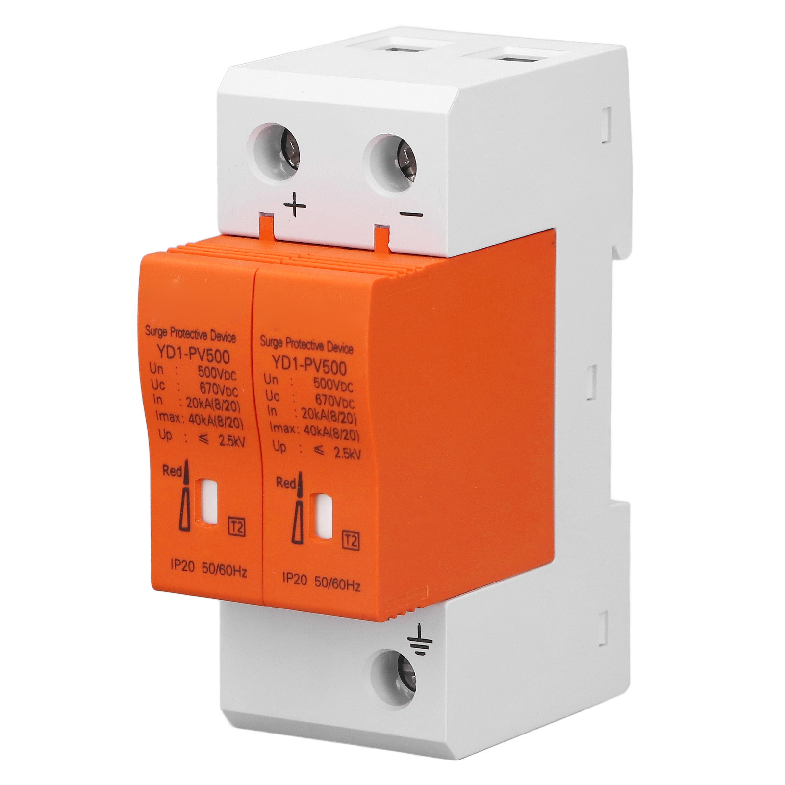 Dc 2p 500v Überspannungsschutz Mit Sichtfenster Und Optischem Alarm, Modularer Schutz Für Solaranlagen