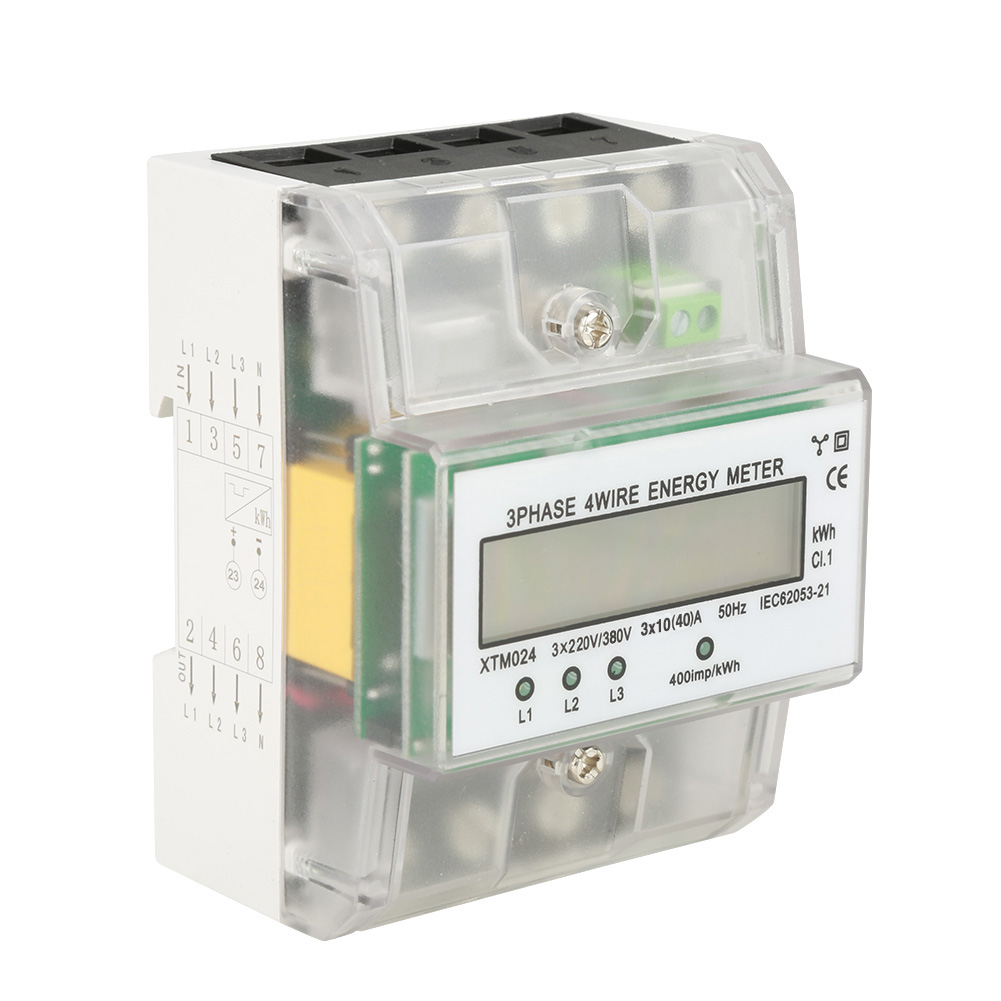 Dreiphasen-4-leiter-din-schienen-stromzähler, Digitales Lcd-display, Kwh-energiemessung, 10(40)a