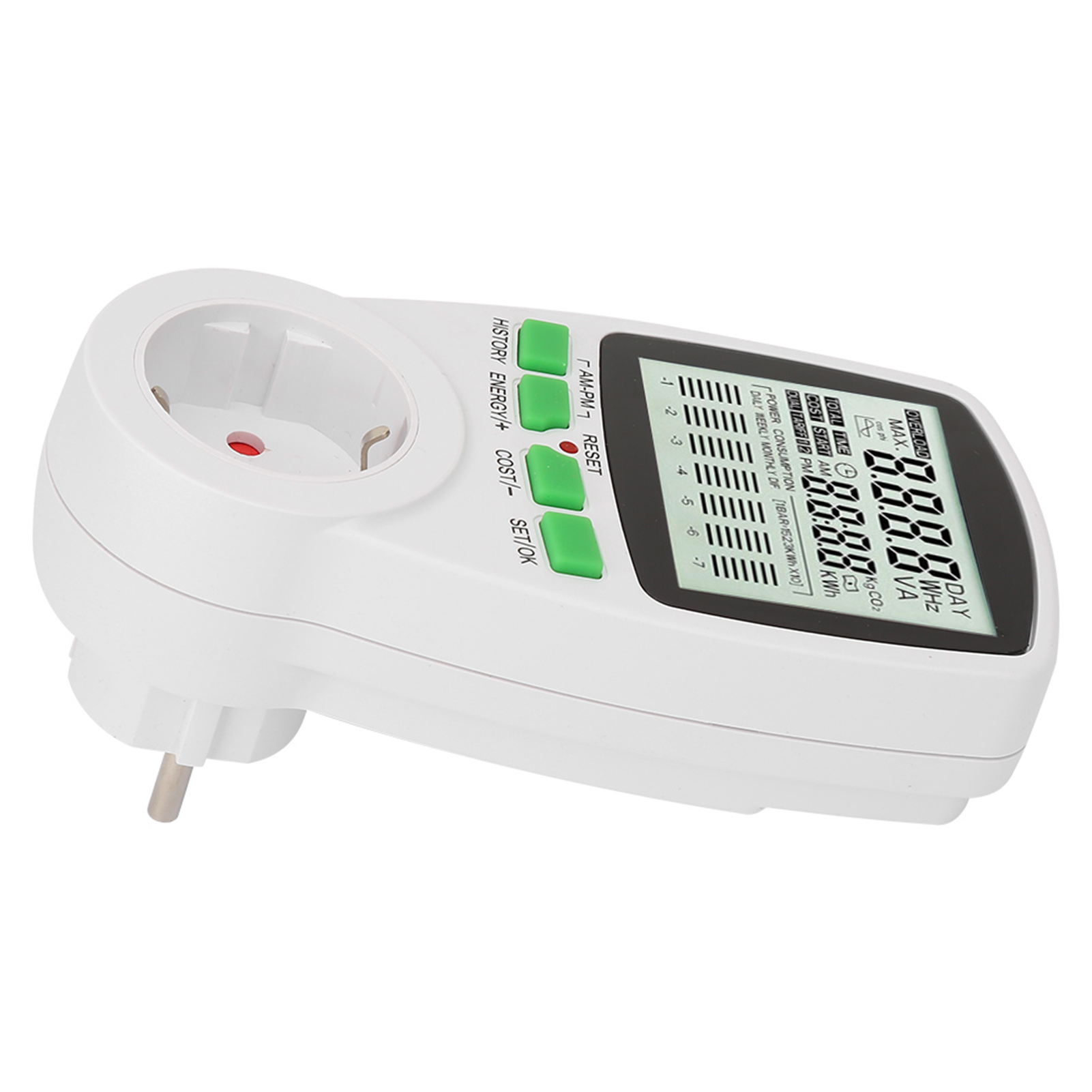 Energiezähler 0-9999 Kwh, Wattmeterstecker 0-16 A, Stromverbrauchsmonitor (eu 230v)