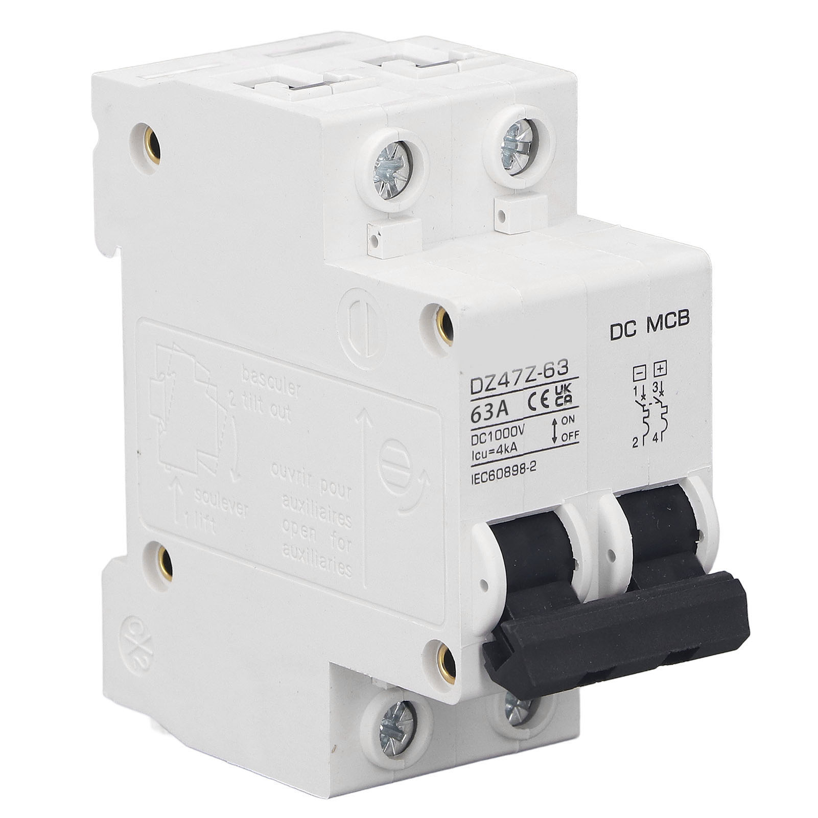 Gleichstrom-leistungsschalter Mit Überlastschutz, Magnetisches System, Pv 2p, 1000 V, 63 A