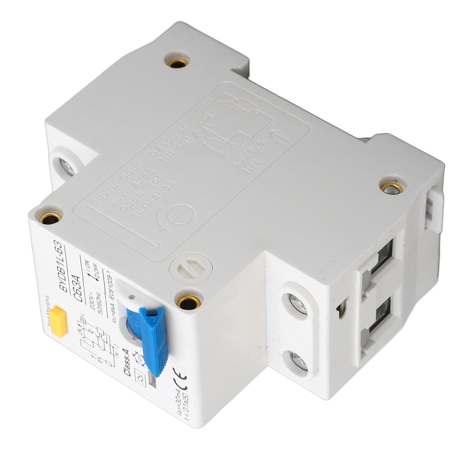 Fehlerstromschutzschalter Mit Überlastschutz, 1p+n, Din-schiene, 230 V, 63 A