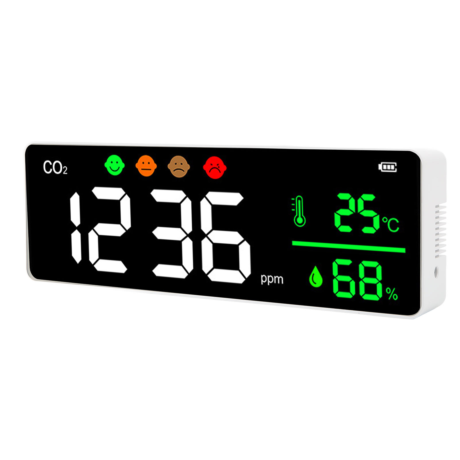 Wandmontierter Co2-temperatur-feuchtigkeits-luftqualitätsmonitor Mit Digitaler Led-anzeige Dm1306