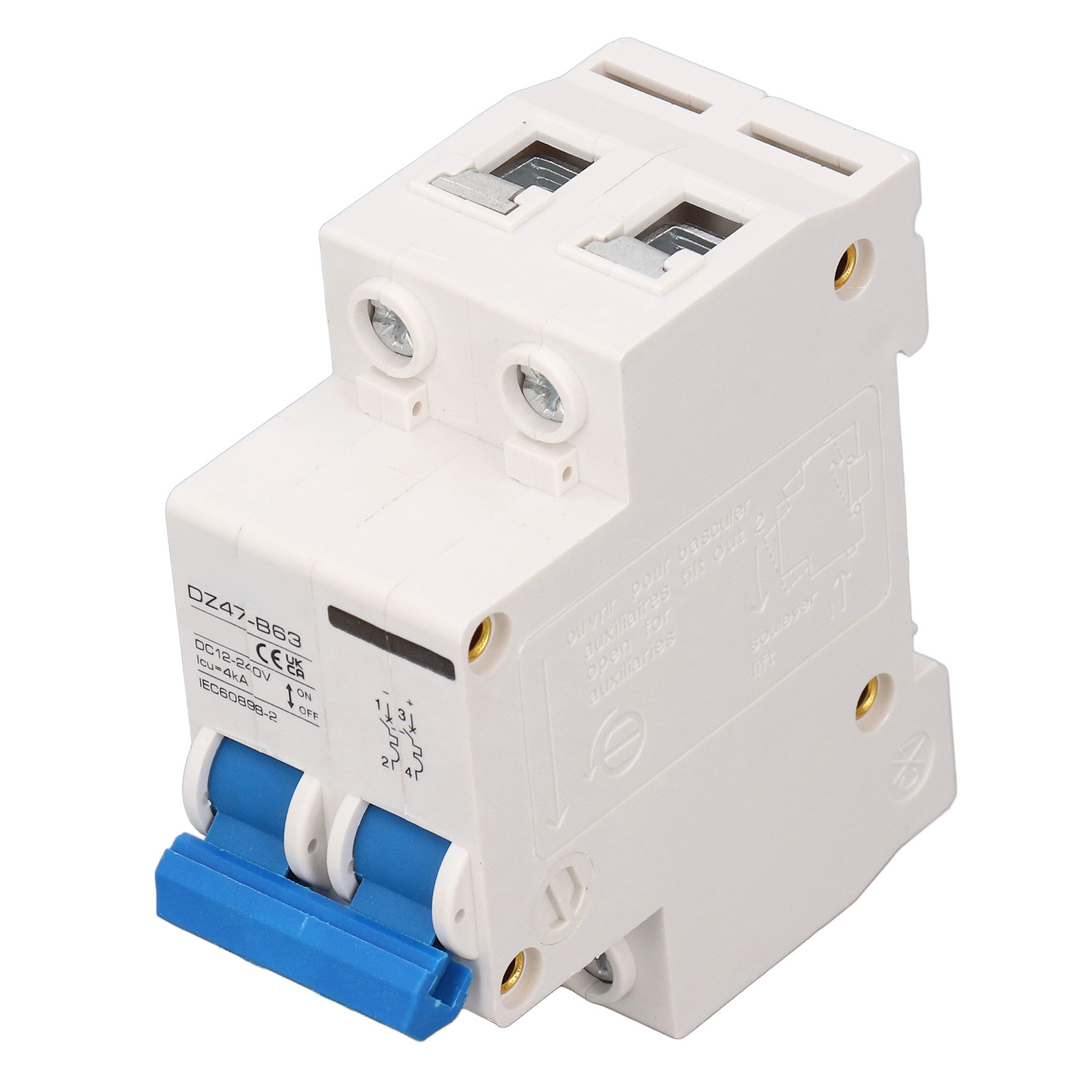 2-poliger 63a 4ka Dc-photovoltaik-leistungsschalter Mit Hochempfindlichem Überstromschutz, 12-240v Dc-schalter