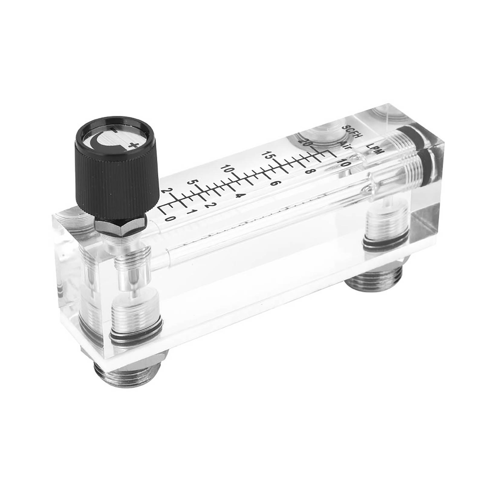 Einstellbarer Gasdurchflussmesser Aus Acrylglas (pmma), Plattenbauweise, 1–10 L/min, 1/4" Bsp M18x1,5 Anschlüsse