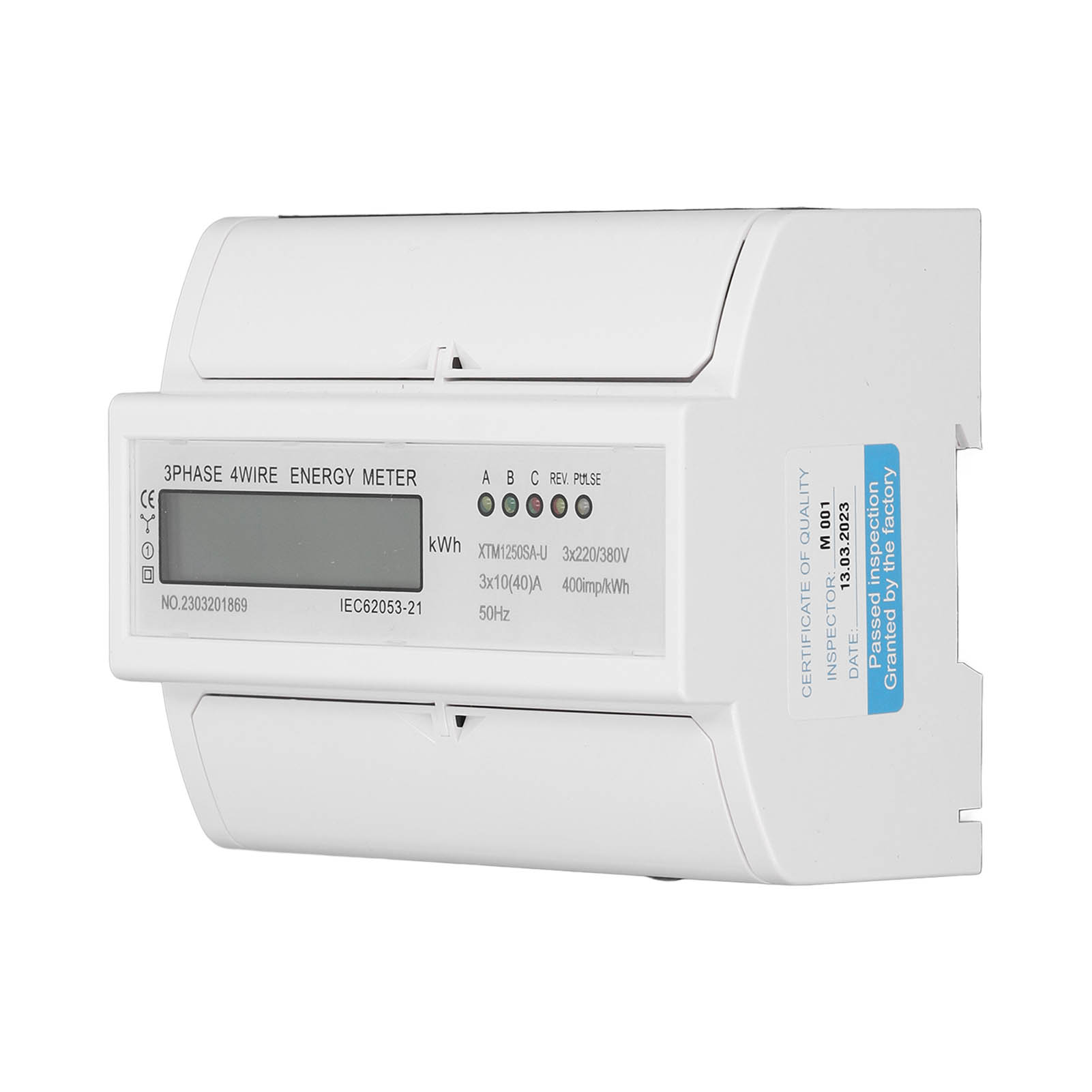 Dreiphasen-4-leiter-stromzähler Mit Lcd-bildschirm, Din-schienen-energieprüfer, Misst Strom, Spannung Und Leistung (3x220v/380v).