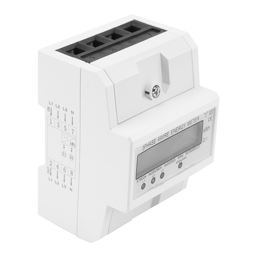Dreiphasen-4-leiter-din-schienen-stromzähler 80 A, Elektronische Energiemessung Mit Lcd-anzeige, 3x20 (80 A)