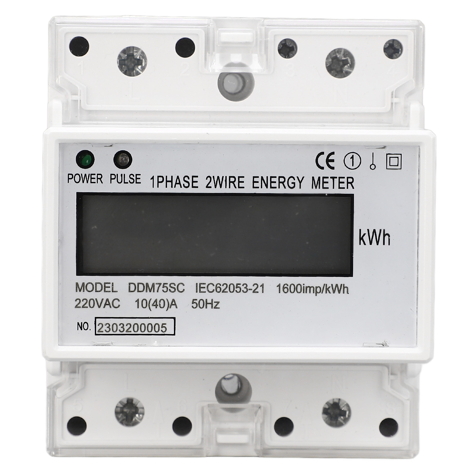 Einphasiger 2-leiter-4p-digital-lcd-energiezähler, Kwh-wattmeter, Stromverbrauch, 35-mm-din-schiene, Ac220v