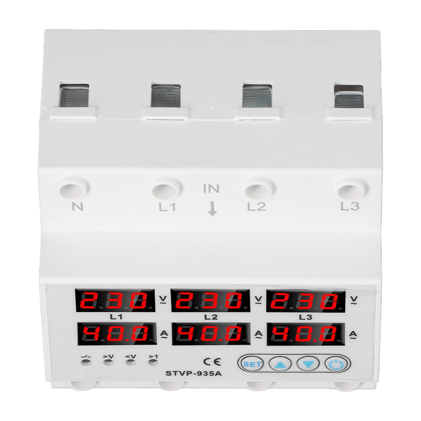 Einstellbarer 40-a-drehstrom-spannungsschutzschalter Mit Digitalanzeige Und Automatischem Rückstellrelais, Ac 220–380 V, 1–40 A