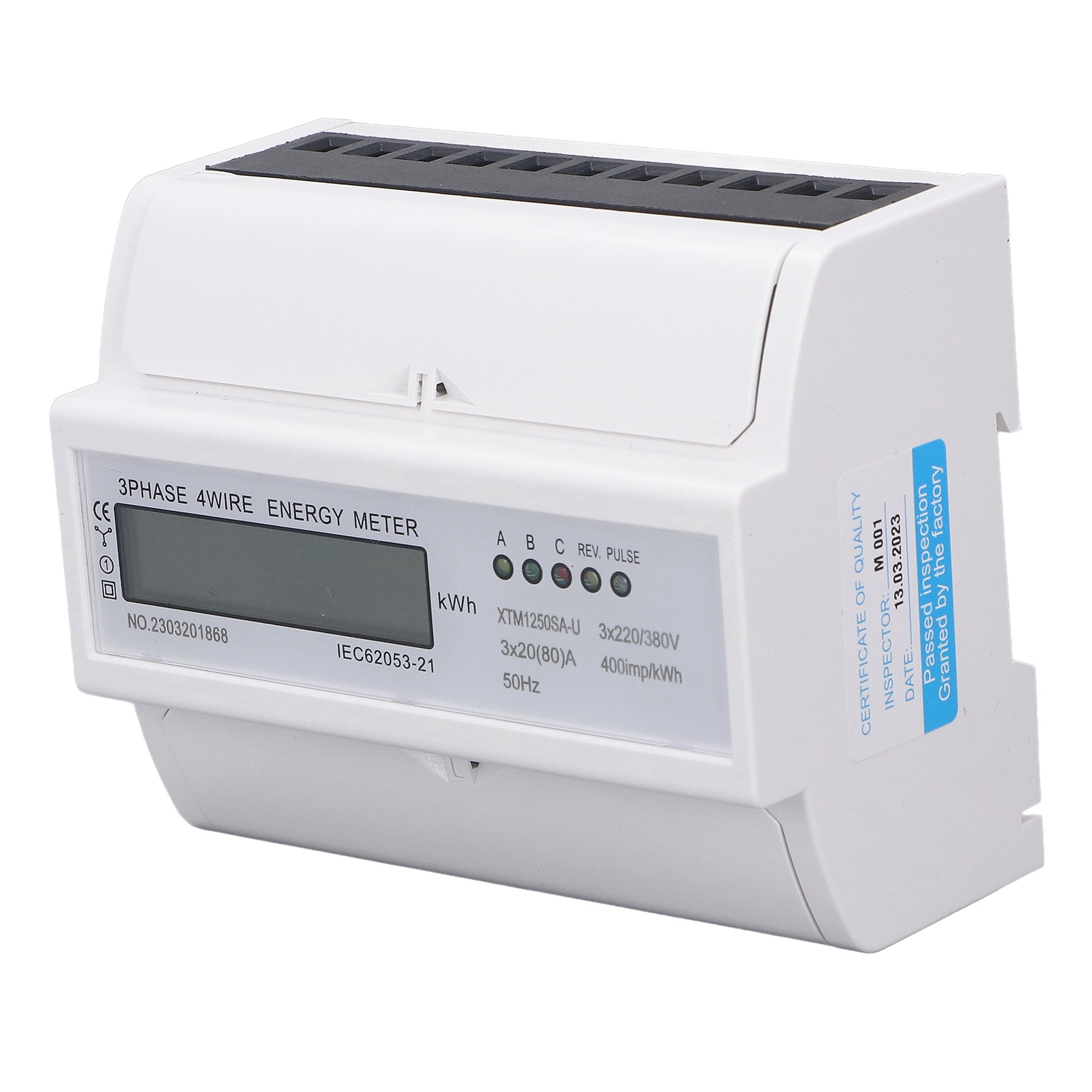 Dreiphasen-4-leiter-7p-stromzähler Mit Digitaler Lcd-anzeige, Din-schienen-leistungsmonitor