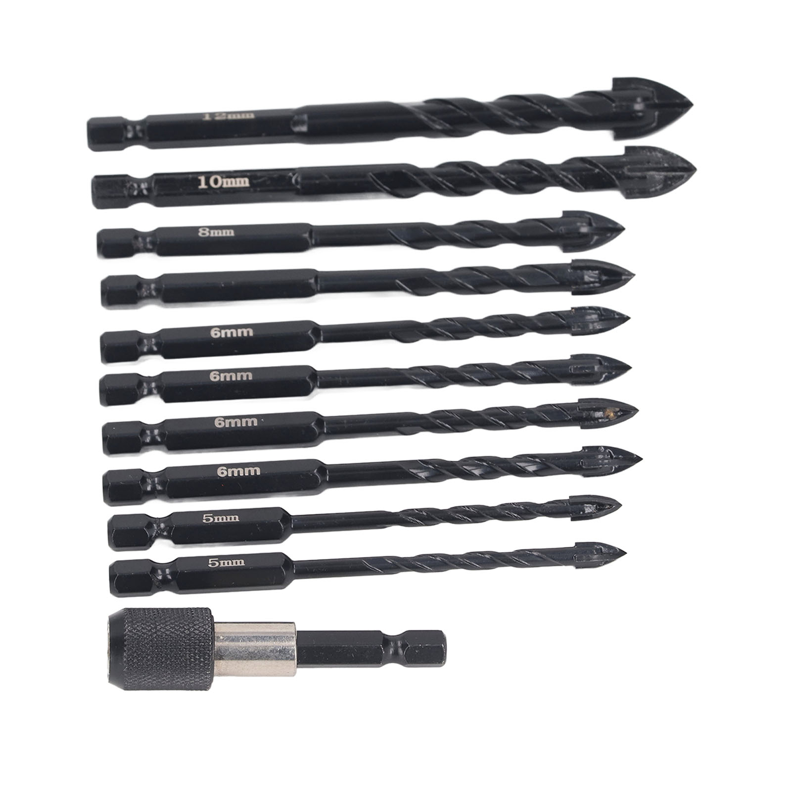 Set Mit 11 Hartmetall-betonbohrern, 5–12 Mm, Sechskantschaft, Kreuzform, Für Mauerwerk, Glas, Ziegel Und Fliesen