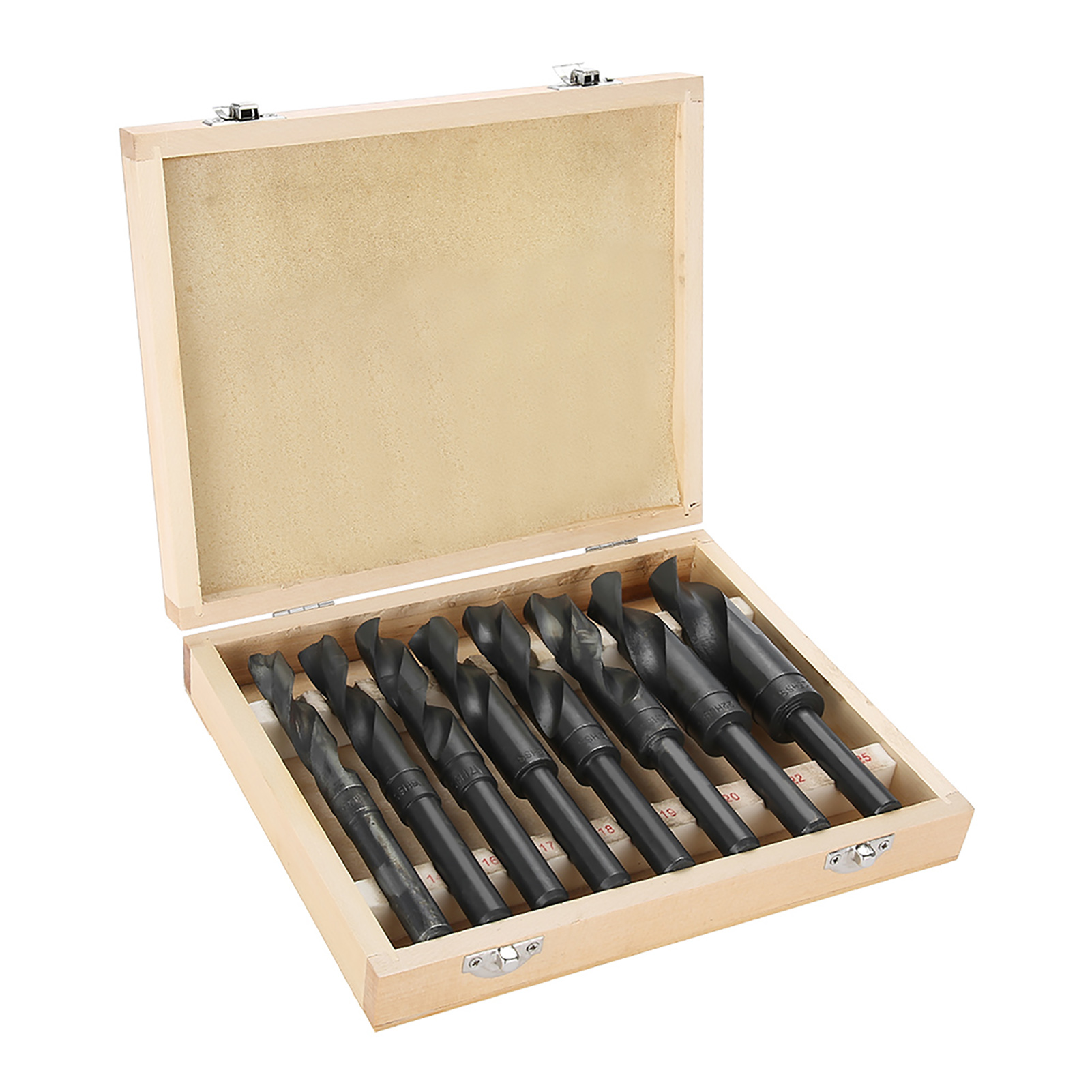 Hss-spiralbohrer-set, 8-teilig, 14–25 Mm, Reduzierter Schaft, Kohlenstoffstahl, Hochgeschwindigkeitsstahl