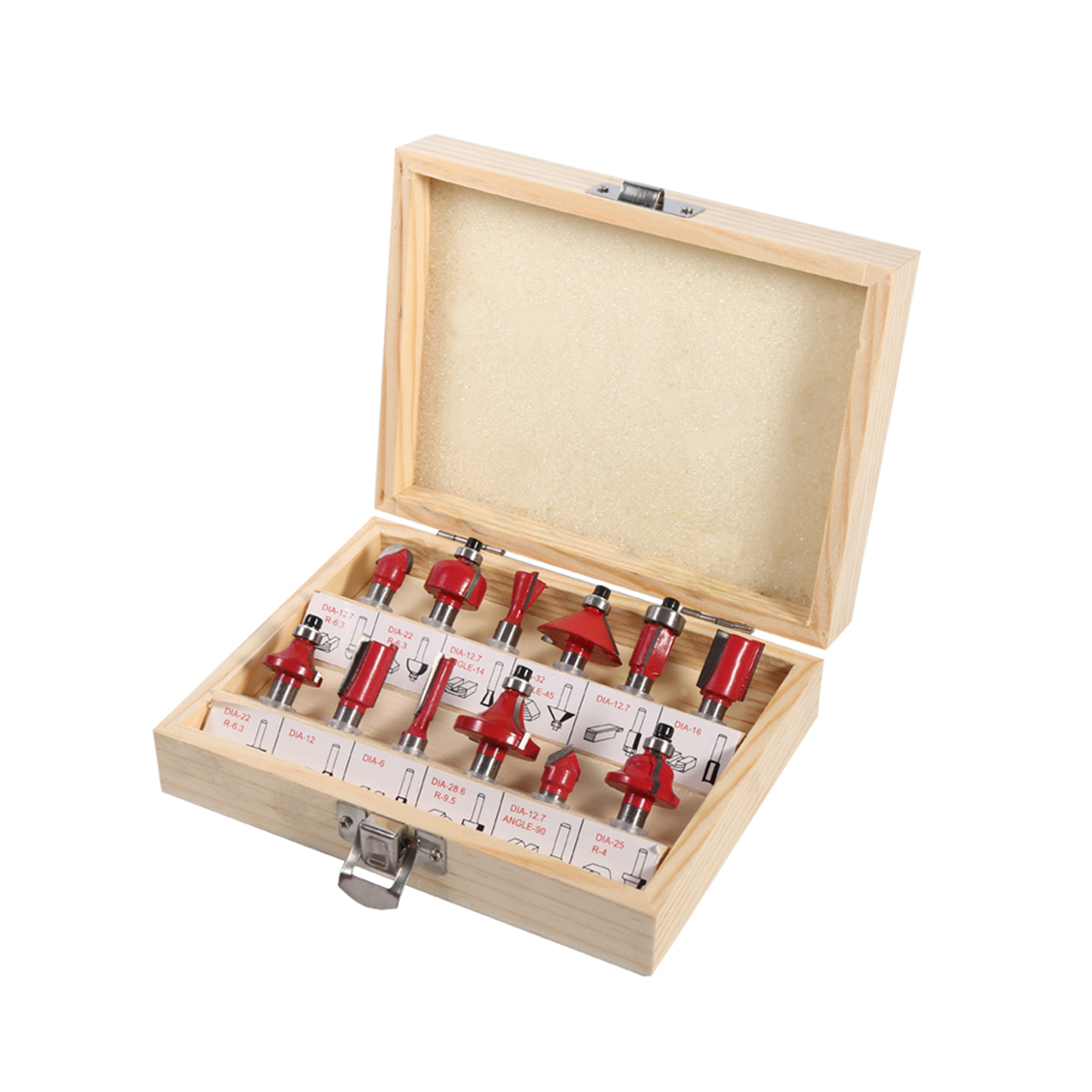 Set Mit 12 Vollhartmetall-holzfräsern, 8 Mm Schaft, Holzkoffer