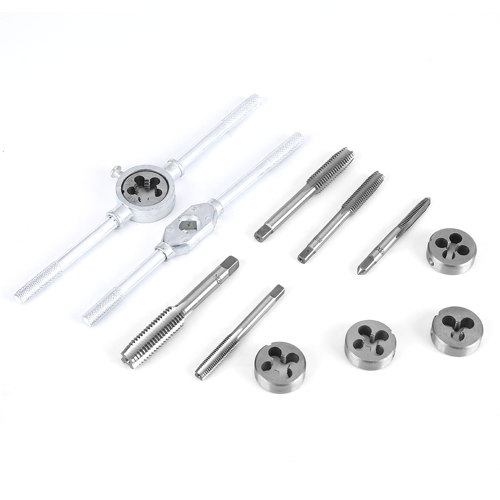 12-teiliges Set Aus Gewindebohrern Und Schneideisen M6-m12 Mit Verstellbarem Schraubenschlüssel, Handwerkzeugsatz