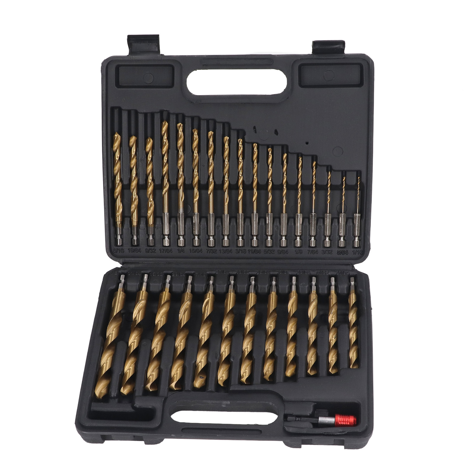 Set Mit 30 Hss-spiralbohrern, 1/4"-schaft, Durchmesser 1/16" Bis 1/2", Mit Verlängerungsstange Und Aufbewahrungskoffer