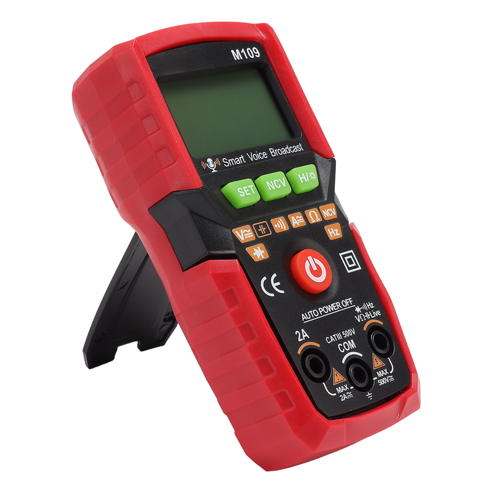 Digitales Multimeter Mit Englischen Sprachansagen, Taschenlampe, Hintergrundbeleuchtetem Display, Automatischem Handmultimeter, Ncv-tester, Gleich-/wechselstrom-voltmeter/amperemeter, Rot