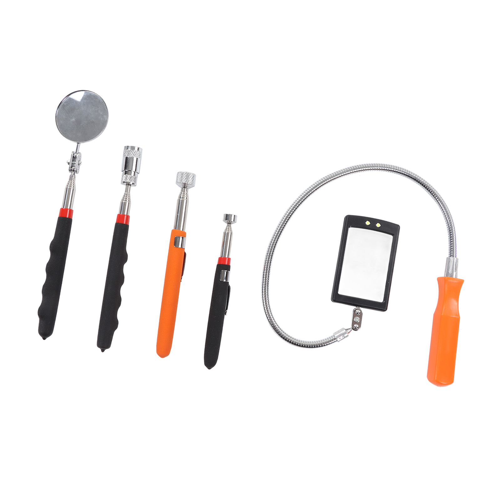 5-teiliges Magnetisches Werkzeugset, Teleskopisch, 360° Drehbar, Stoßfest, Mit Led-licht