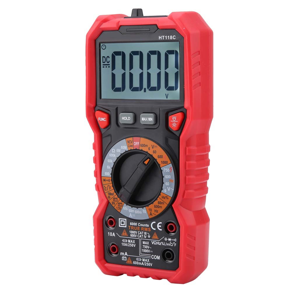 Ht118c Tragbares Digitales Multimeter Voltmeter Amperemeter Ohmmeter Kondensator Frequenz Temperaturtester Mit Taschenlampe