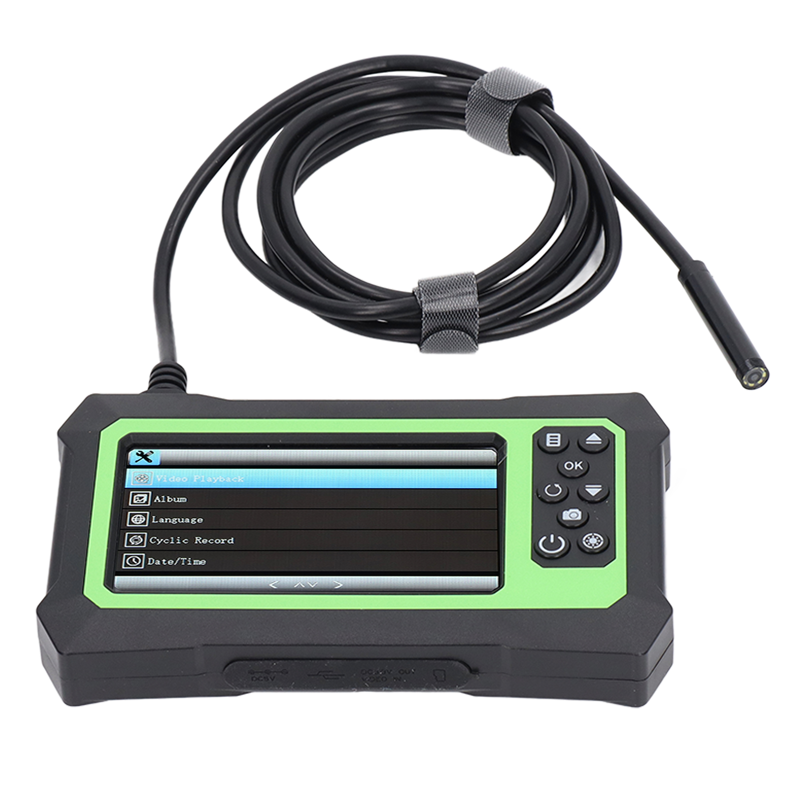 8-mm-endoskopobjektiv, 4,3-zoll-lcd-bildschirm, Wasserdichte Inspektionskamera (ip67), 2 M Reichweite, Grün