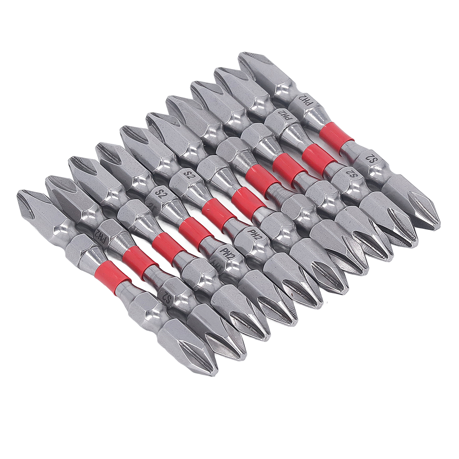 Satz Mit 6 Magnetischen Phillips-bits Aus Legiertem Stahl, Rost- Und Verschleißfest, 1/4 Zoll, Für Industrielle Elektroschrauber, 65 Mm.