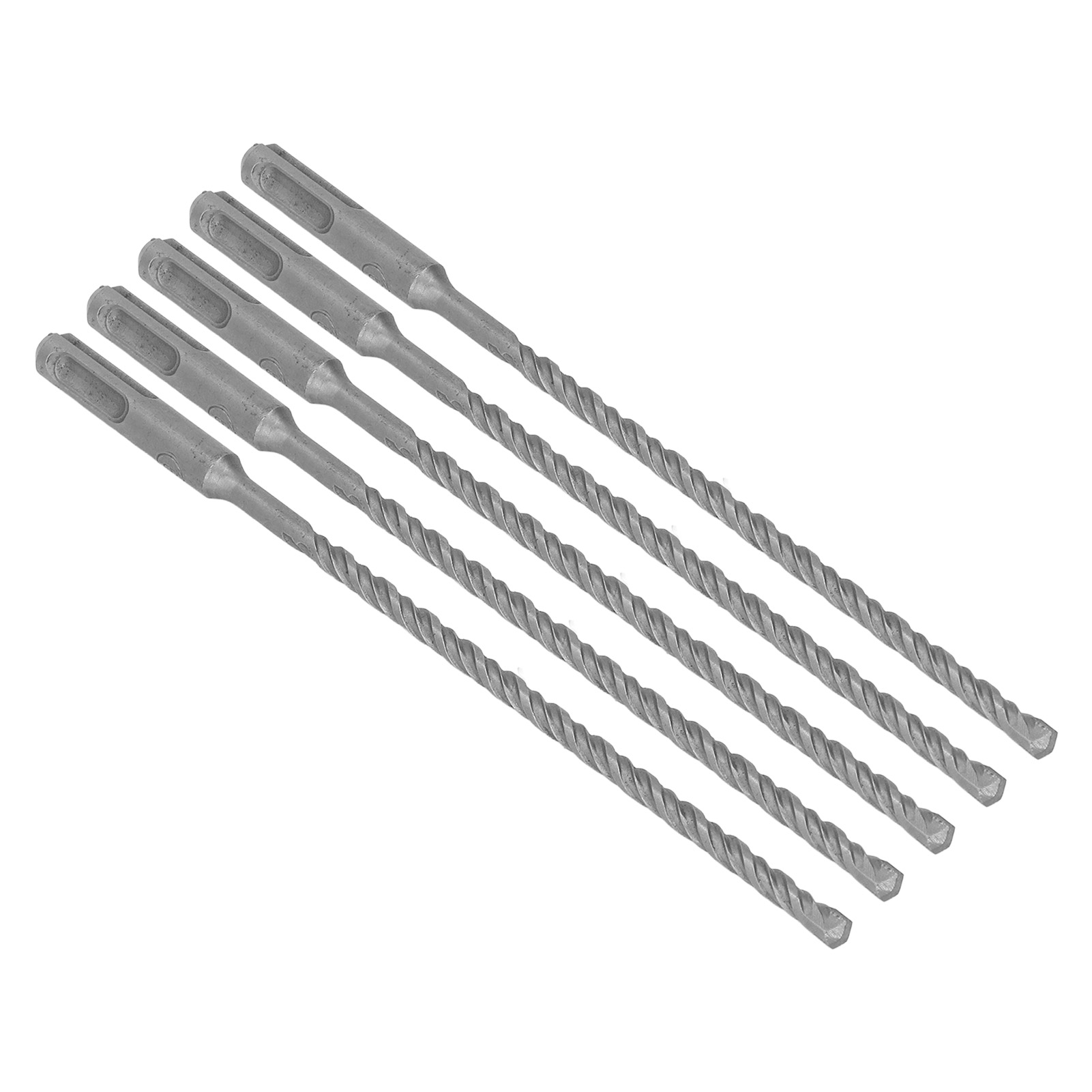 5-teiliges Hartmetall-betonbohrer-set, 210 Mm X 6 Mm, Sds-meißelbohrer Für Schlagbohrmaschinen, Spiralspitze Mit 2 Schneiden, Für Mauerwerk Und Beton