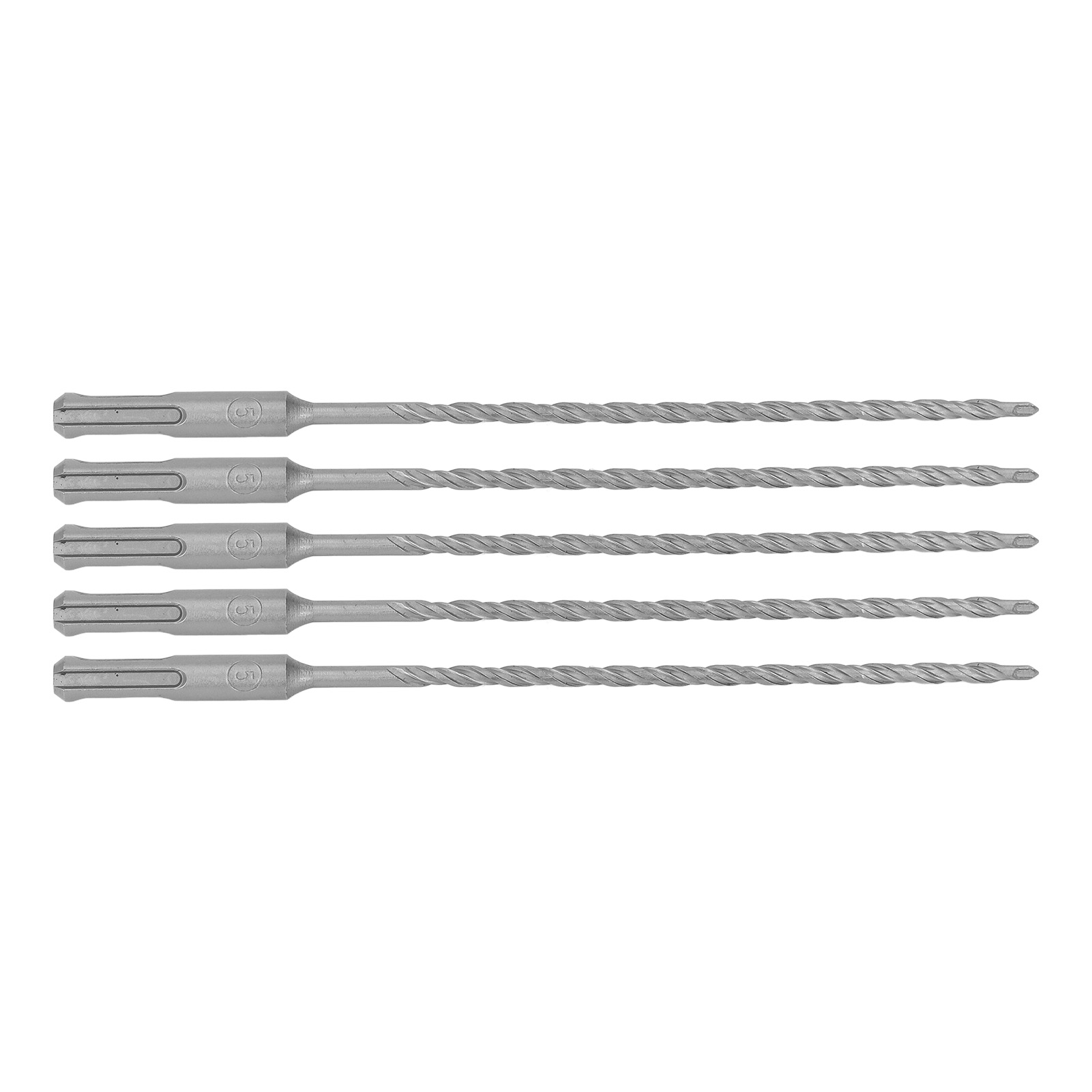 5-teiliges Hartmetall-betonbohrer-set, 210 Mm X 5 Mm, Sds-plus-bohrer, Schlagbohrer, 2 Spiraldübel Für Ziegelwände