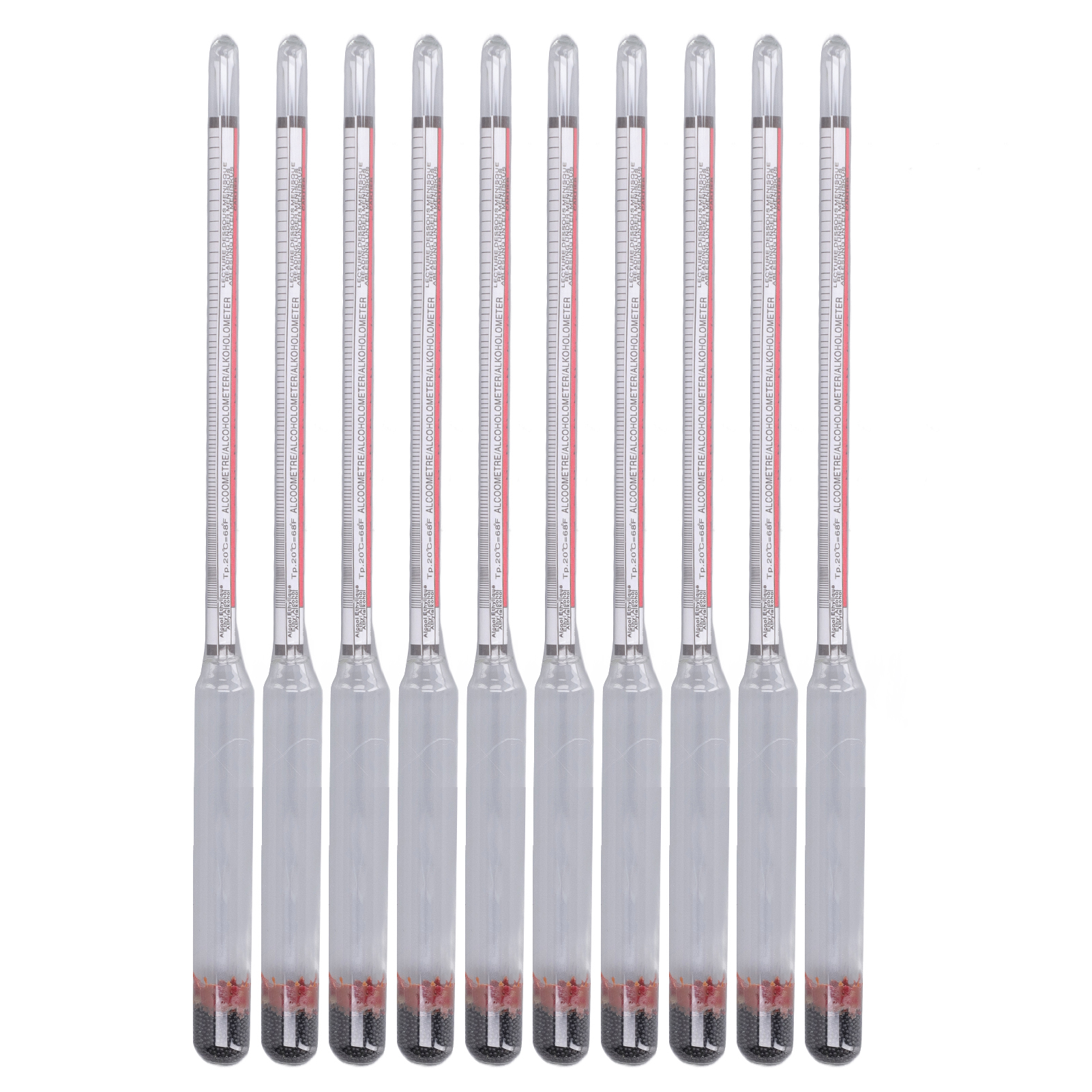 10-teiliges Set Bierbrau-hydrometer-tester Mit 0-100-reagenzgläsern