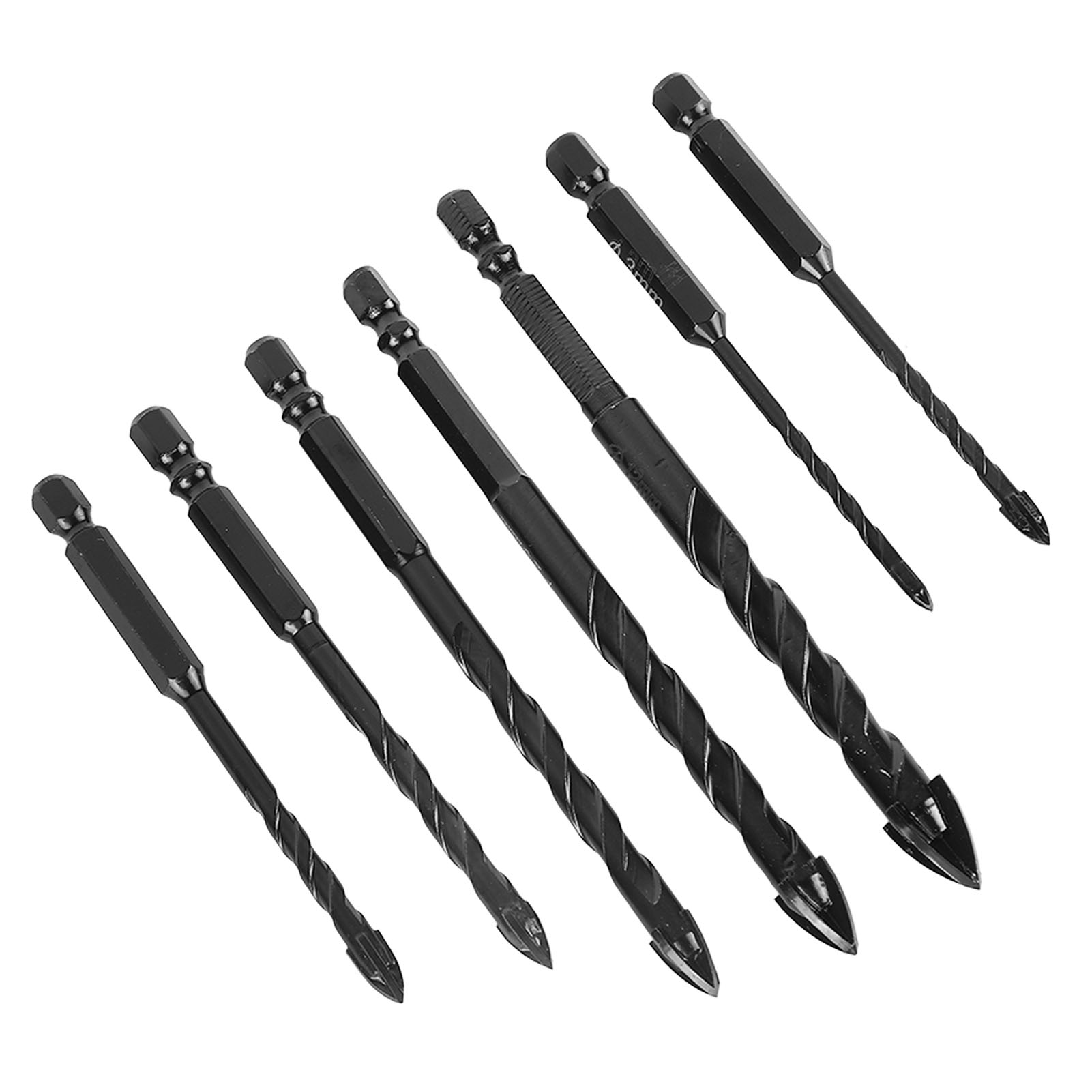 Set Mit 7 Hartmetall-betonbohrern, 4-schneidigem Sechskantbohrer, Kreuzbohrer Mit Aufbewahrungsbox