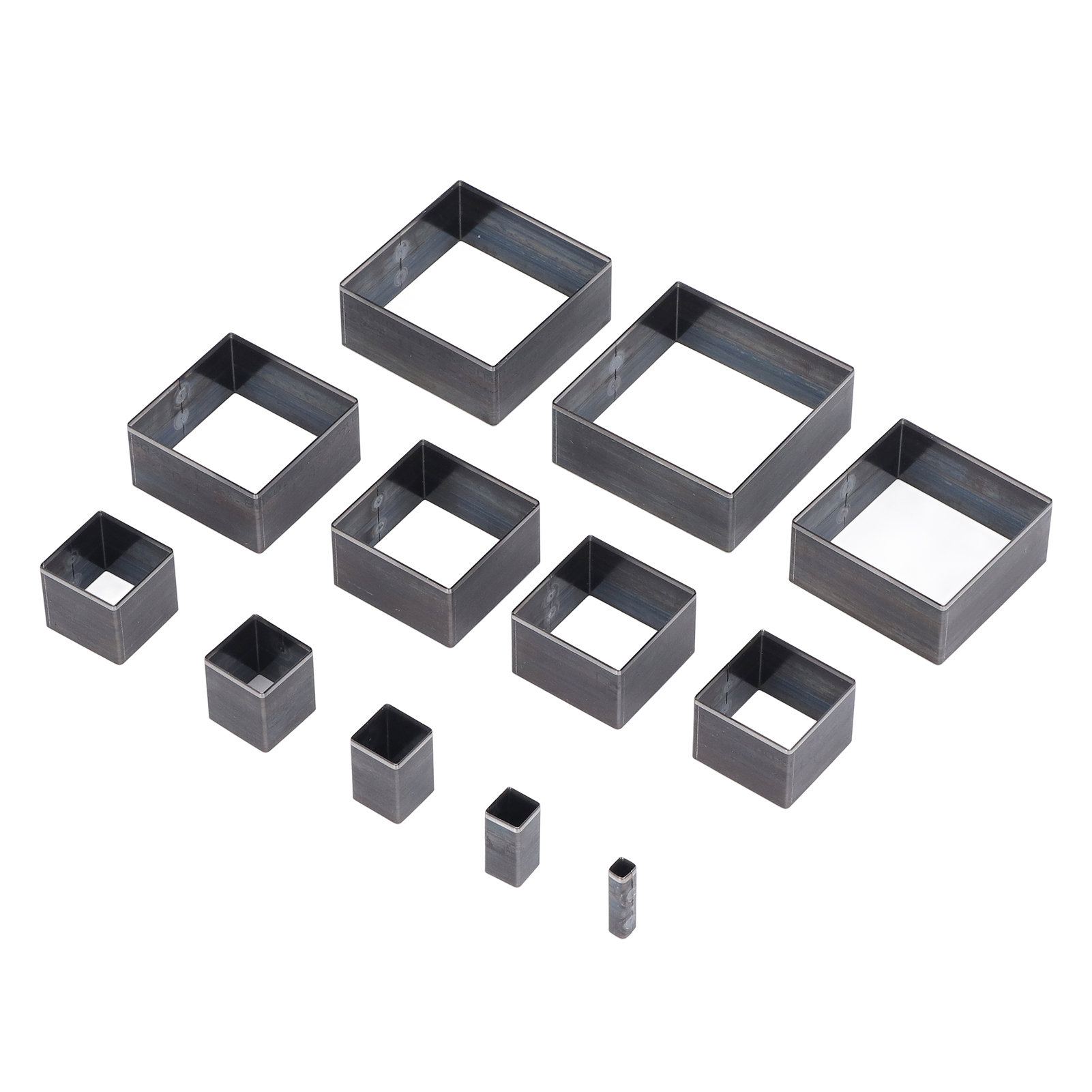 Set Mit 12 Quadratischen Ausstechformen Aus Leder, Schneidwerkzeuge Aus Legiertem Stahl Für Stoff, Ton, Gummi, 5–60 Mm