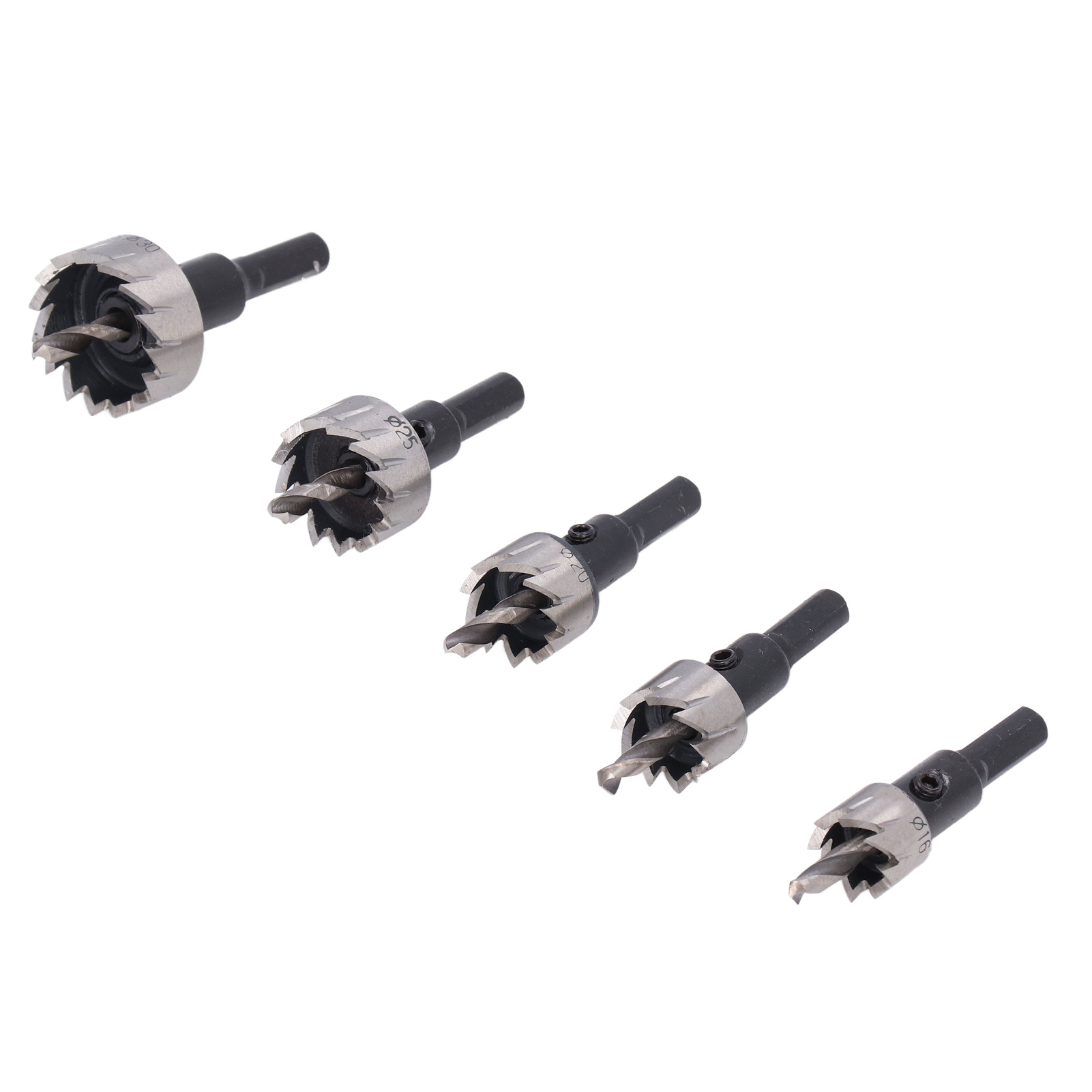 5-teiliges Metallsägebohrer-set, 16-30 Mm, Hochgeschwindigkeitsstahl, Verschleißfest, Hohe Härte, 7 Mm Schaft.