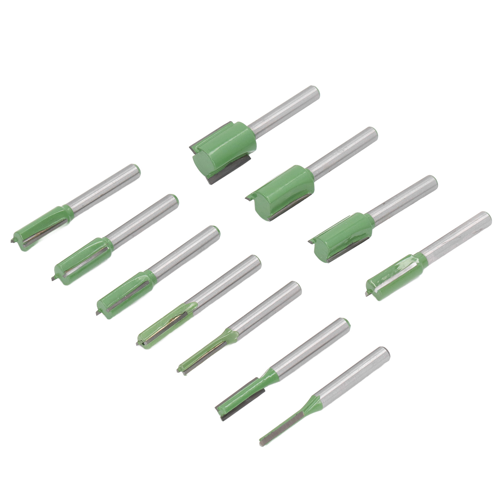 Set Mit 11 Hartmetall-holzfräsern, 6 Mm Schaft, Gerade Fräser Mit Ein Und Zwei Schneiden Zum Bündigen Trimmen Und Schnitzen