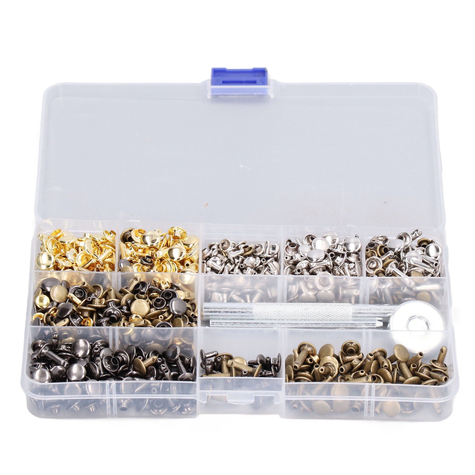 Packung Mit 360 Doppelnieten Für Leder, 6 Mm Und 8 Mm Metallrohrnägeln, Inklusive Bohr- Und Setzwerkzeug