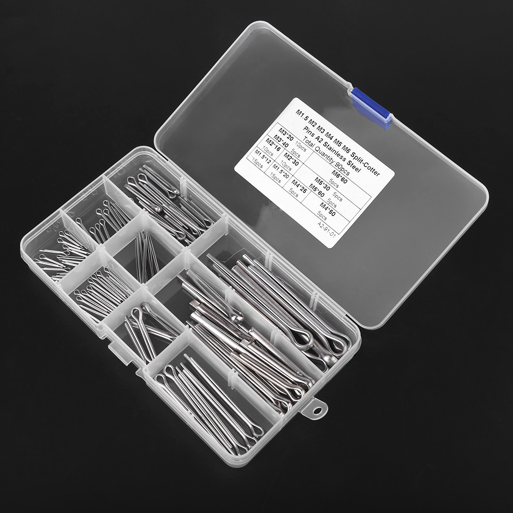 Set Mit 90 Splinten In 11 Ausführungen: M1,5, M2, M3, M4, M5, M6, Inklusive Passendem Aufbewahrungskoffer