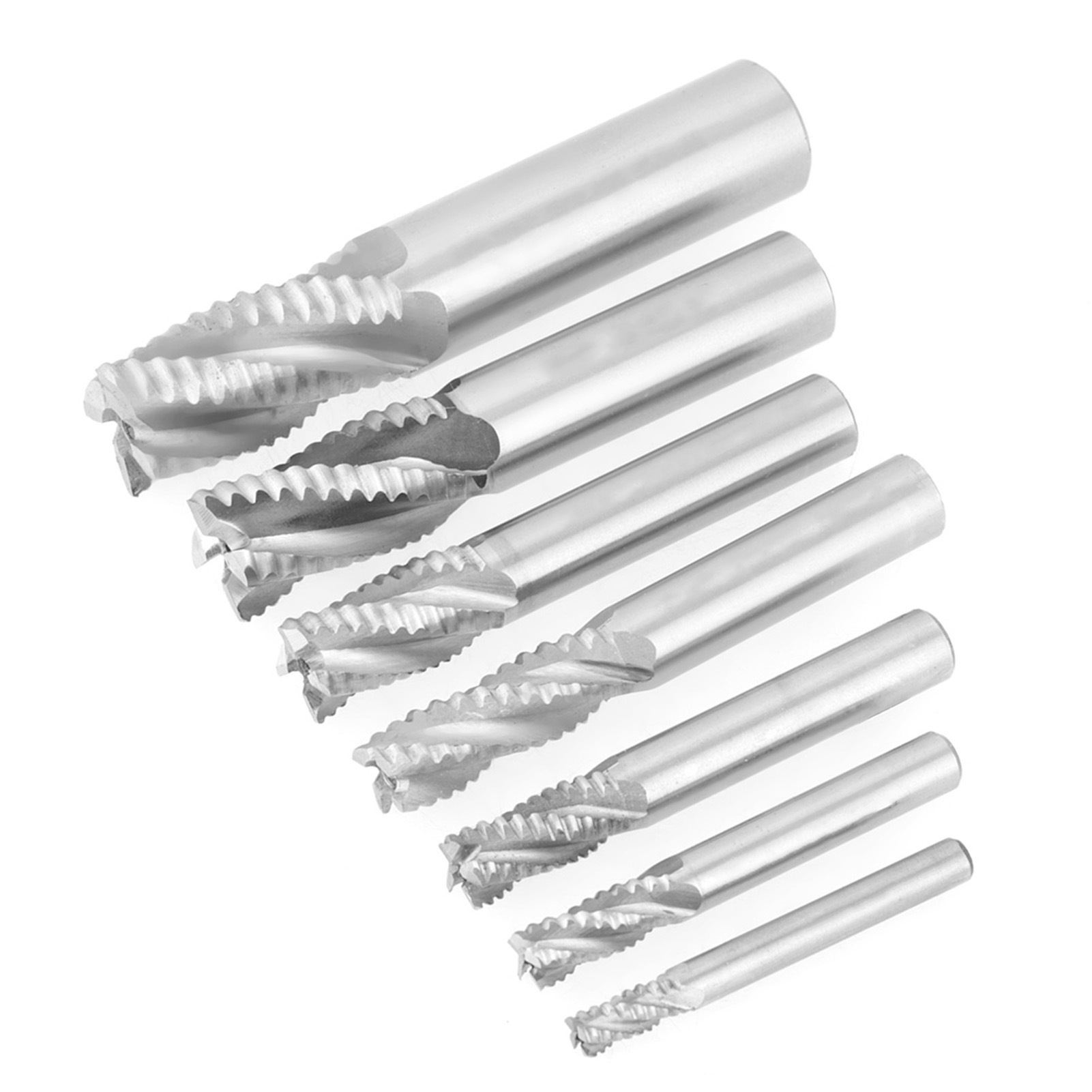 Hss-hartmetall-fräser, 4 Schneiden, 6–20 Mm, 7-teiliges Set, Schruppfräser, Spanbrecher Für Holz Und Metall