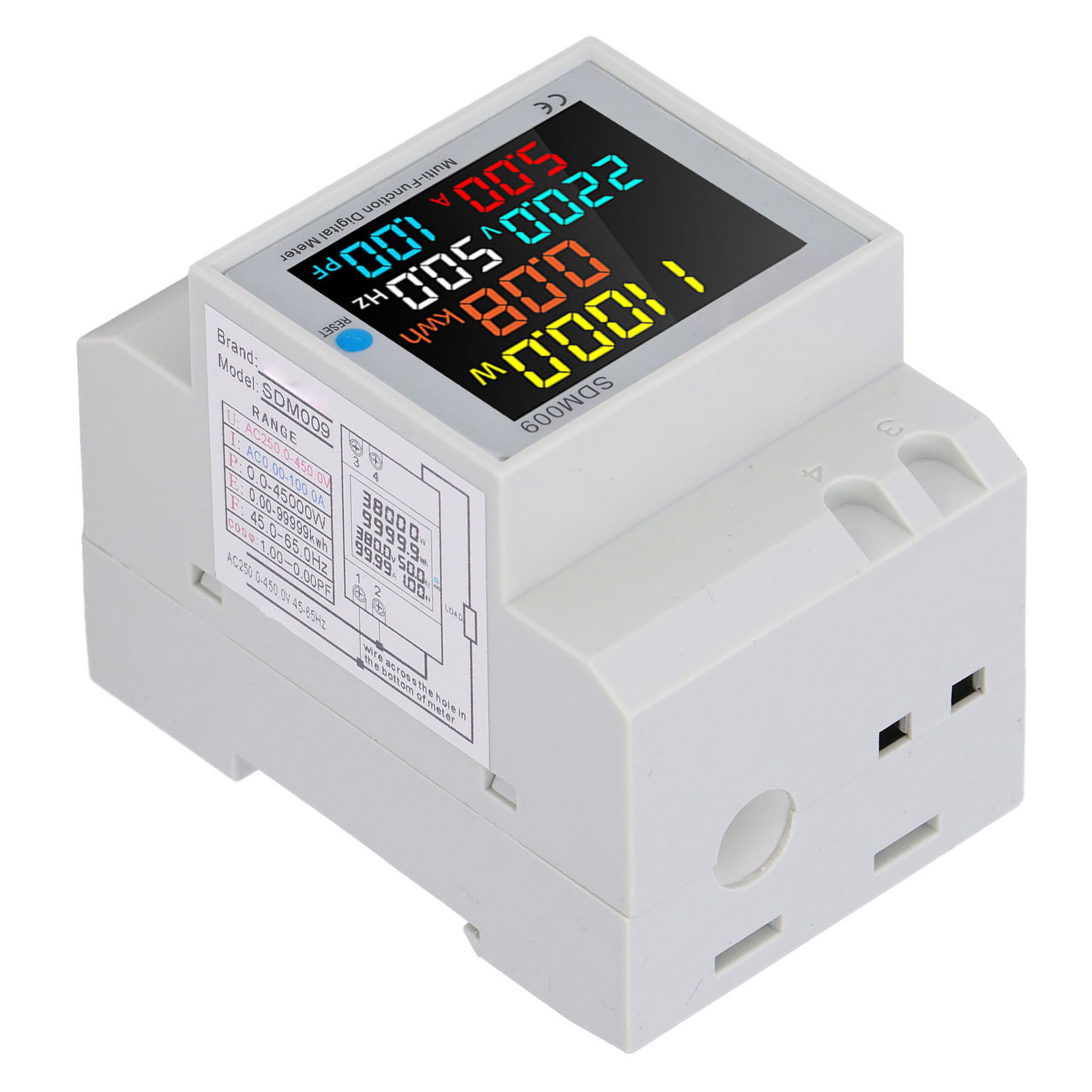 Einphasiges Digitales Din-schienen-multimeter Mit Transformator, Multifunktions-lcd-display, Wechselstrom 250 V–450 V