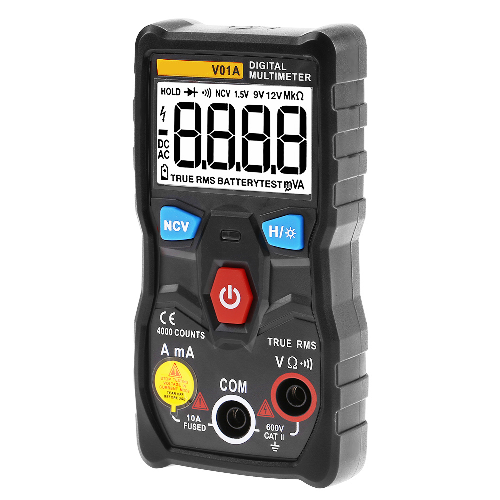 Aneng V01a True Rms Automatisches Digitalmultimeter Ac/dc Spannungs-, Strom- Und Widerstandsmessgerät Schwarz