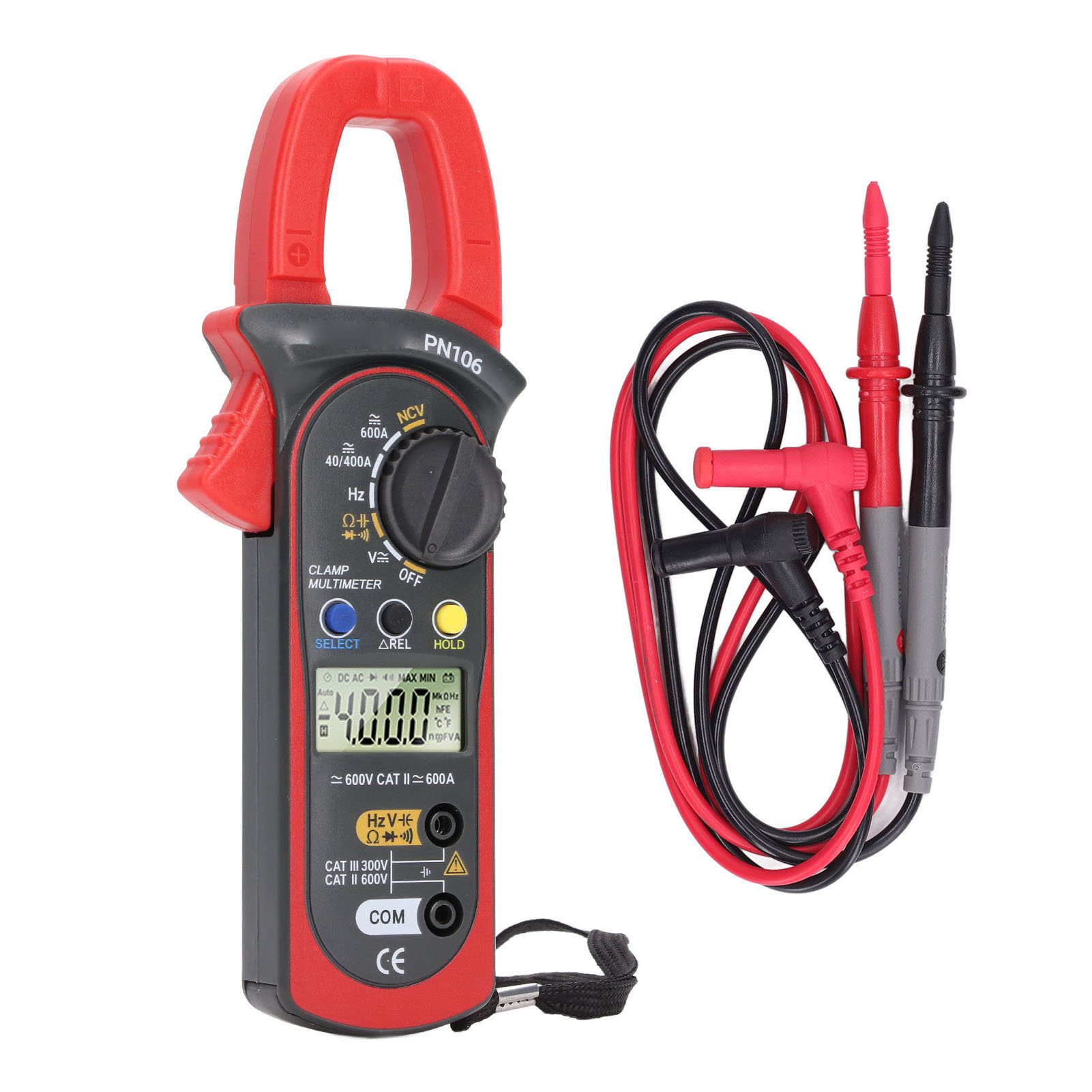Hochpräzises Digitales Lcd-zangenmultimeter Mit Strom- Und Spannungsmessung, Messbereich 40 A–600 A, Multifunktional