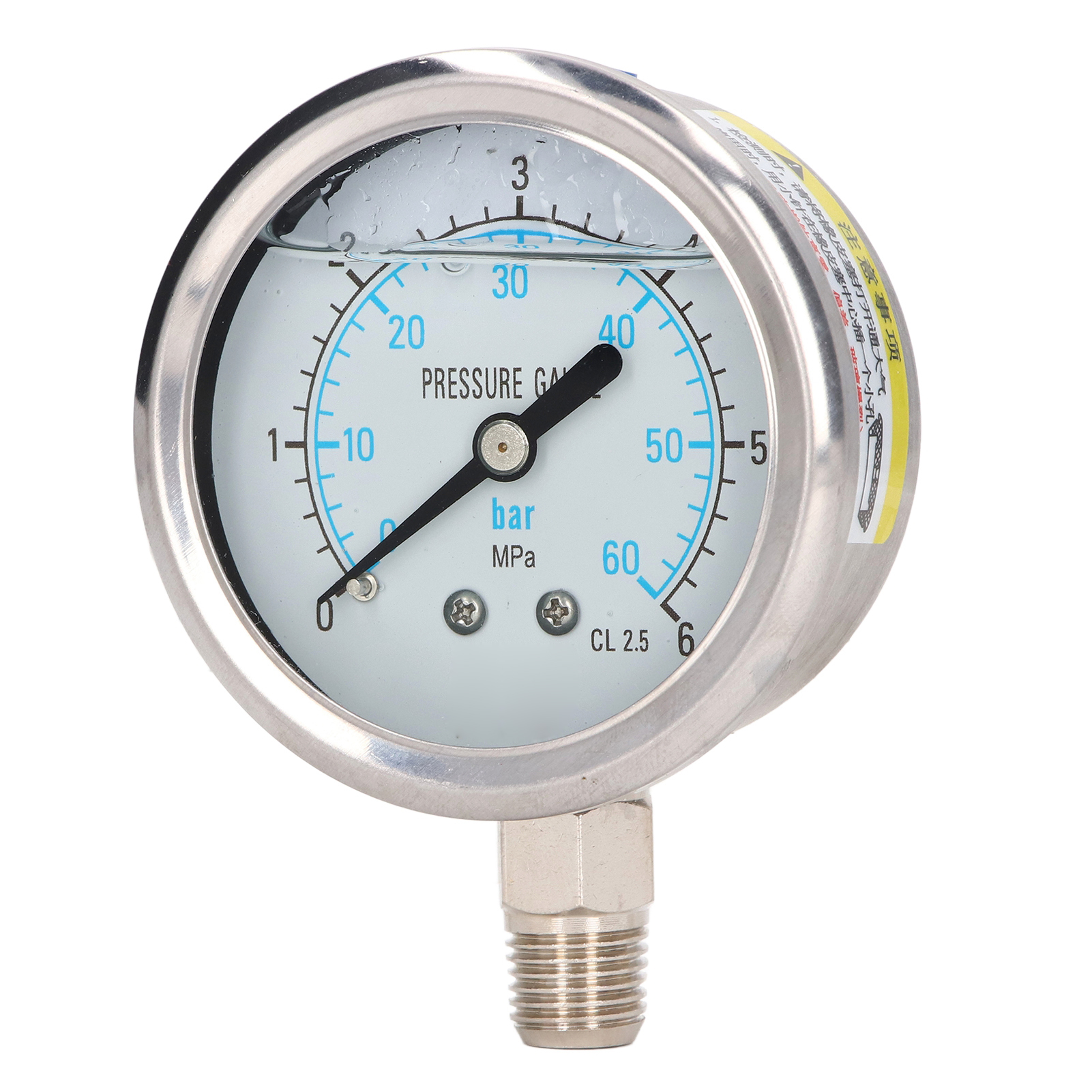 Vibrationsfestes Öldruckmanometer Aus Edelstahl, 1/4 Npt-niedergewindeanschluss, 0–6 Mpa