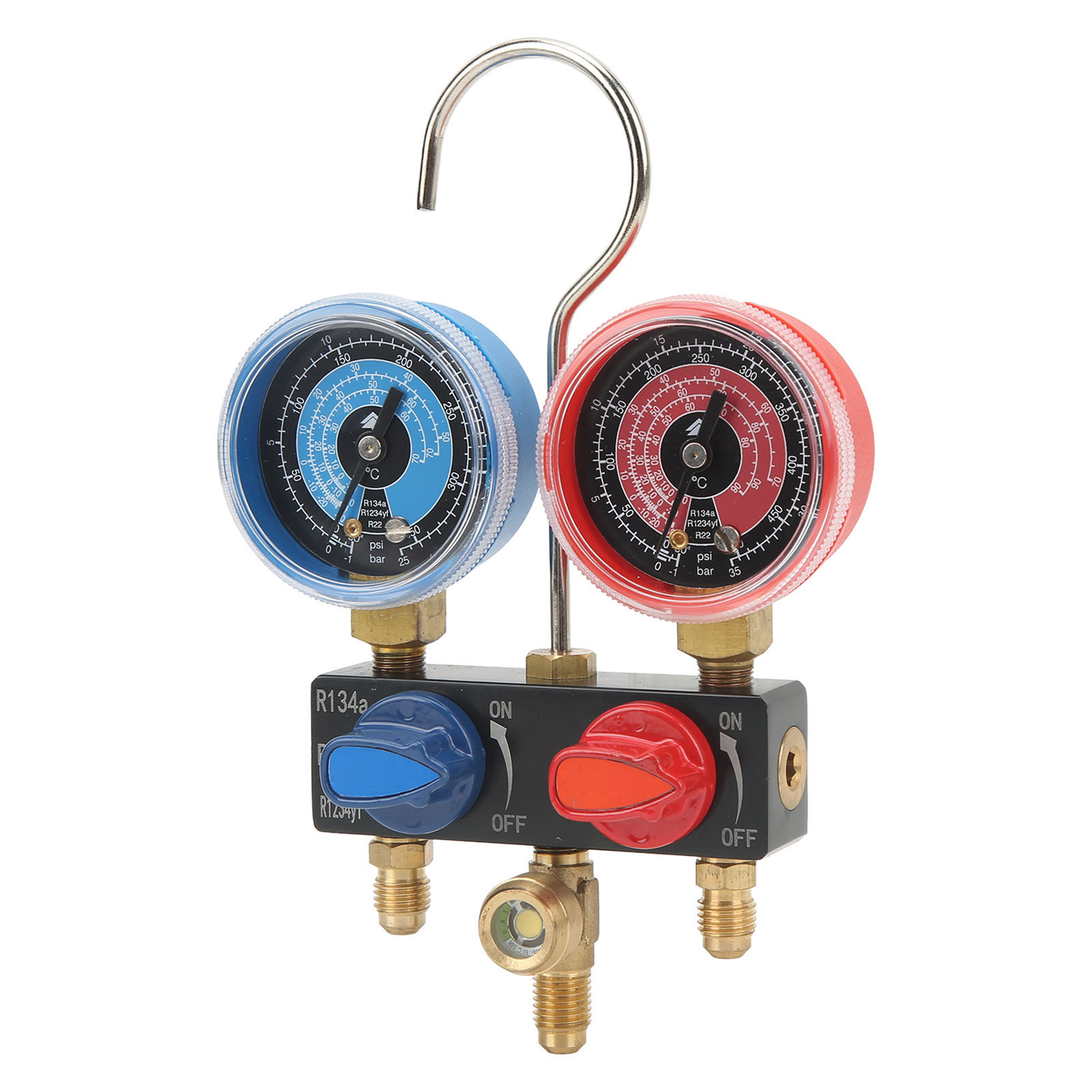 G1/4 Ladedruckmanometer Mit Vergrößertem Sichtfenster, Abnehmbar, Für Die Klimaanlagendiagnose Mit Den R-werten R22, R134a Und R1234yf