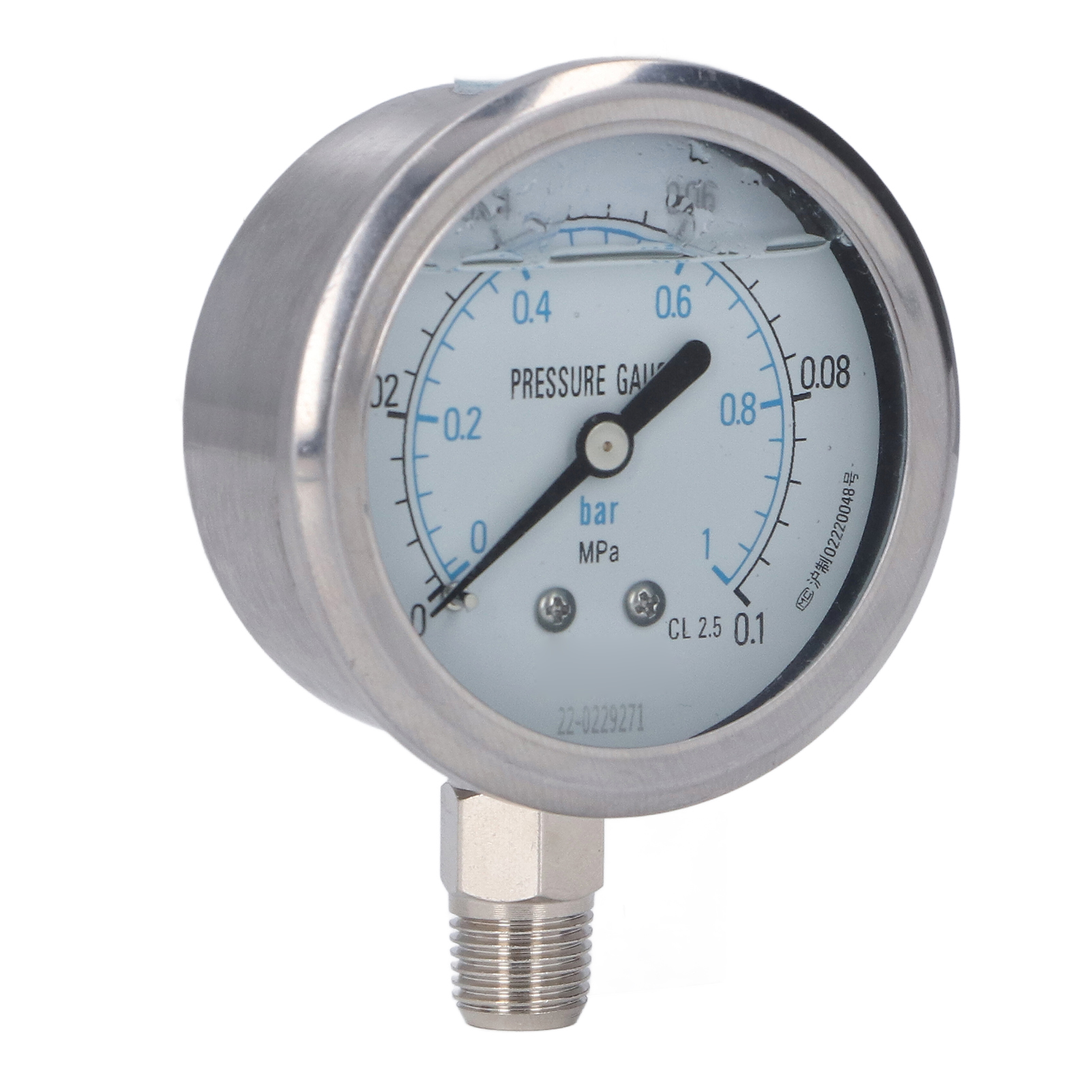 Stoßfestes Radialvakuummeter Aus Edelstahl Für Industrielle Und Private Anwendungen, 1/4 Zoll Npt, 00,1 Mpa
