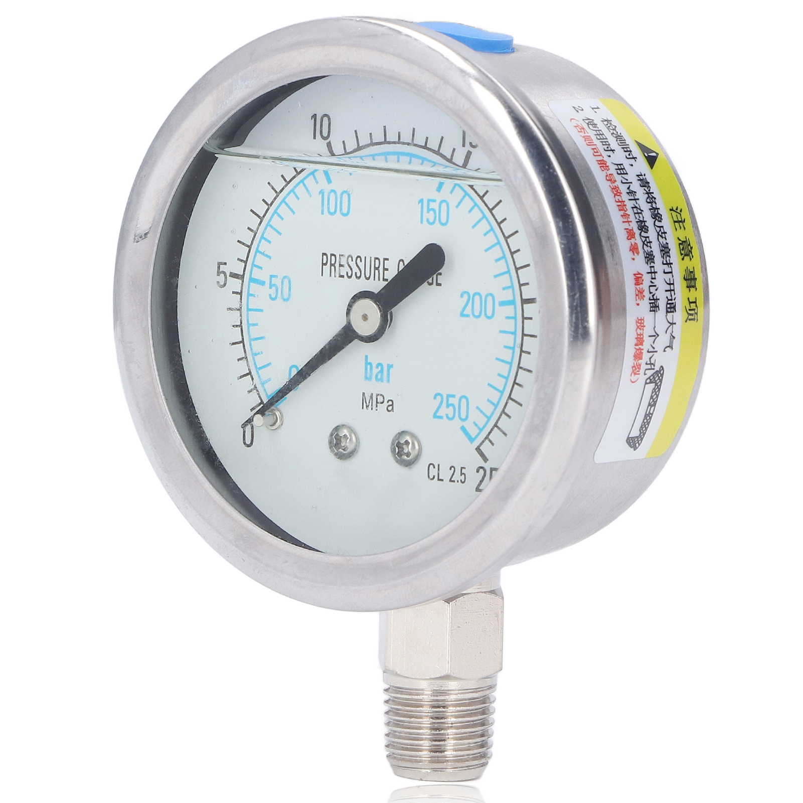 Vakuummeter, Transparentes Zifferblatt, Edelstahlgehäuse, Für Industrie Und Haushalt, 1/4 Npt, 025 Mpa