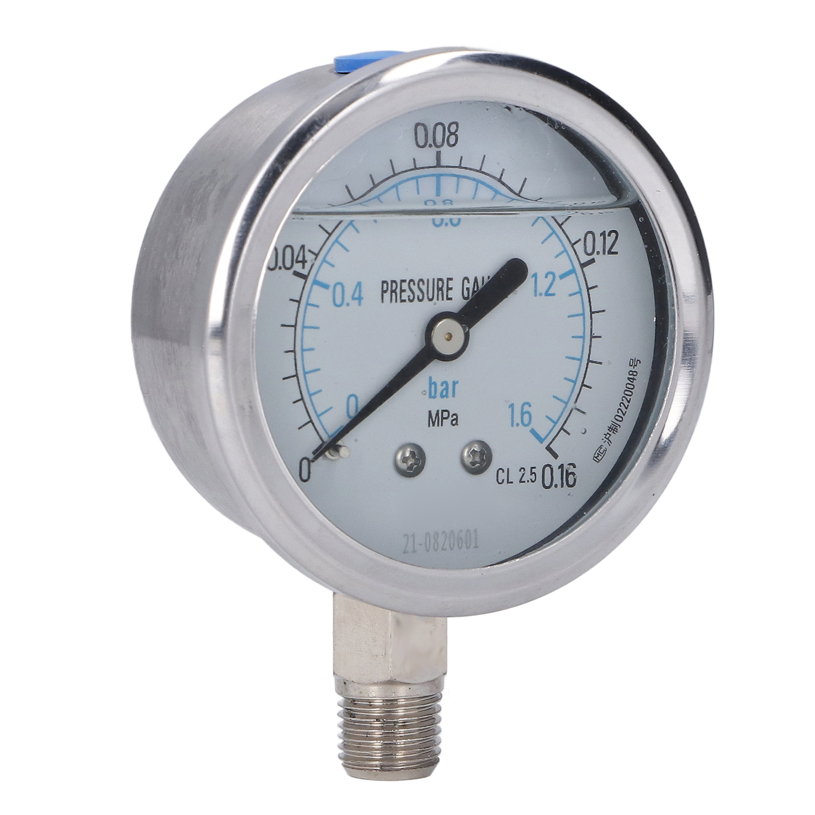 Industrielles, Radiales, Stoßfestes Vakuummeter Aus Edelstahl, 1/4 Npt, 00,16 Mpa