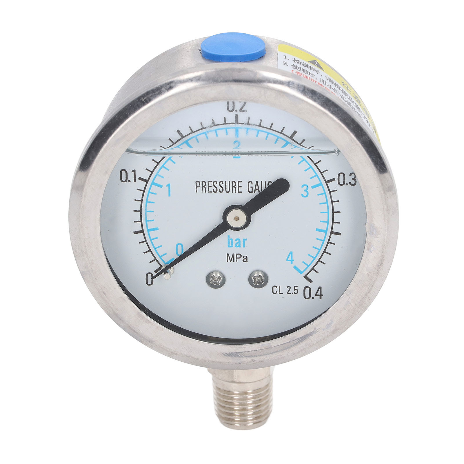 Radiales Vakuummeter Aus Edelstahl, Stoßfest, 1/4 Npt, 00,4 Mpa, Für Industrielle Und Private Anwendungen.