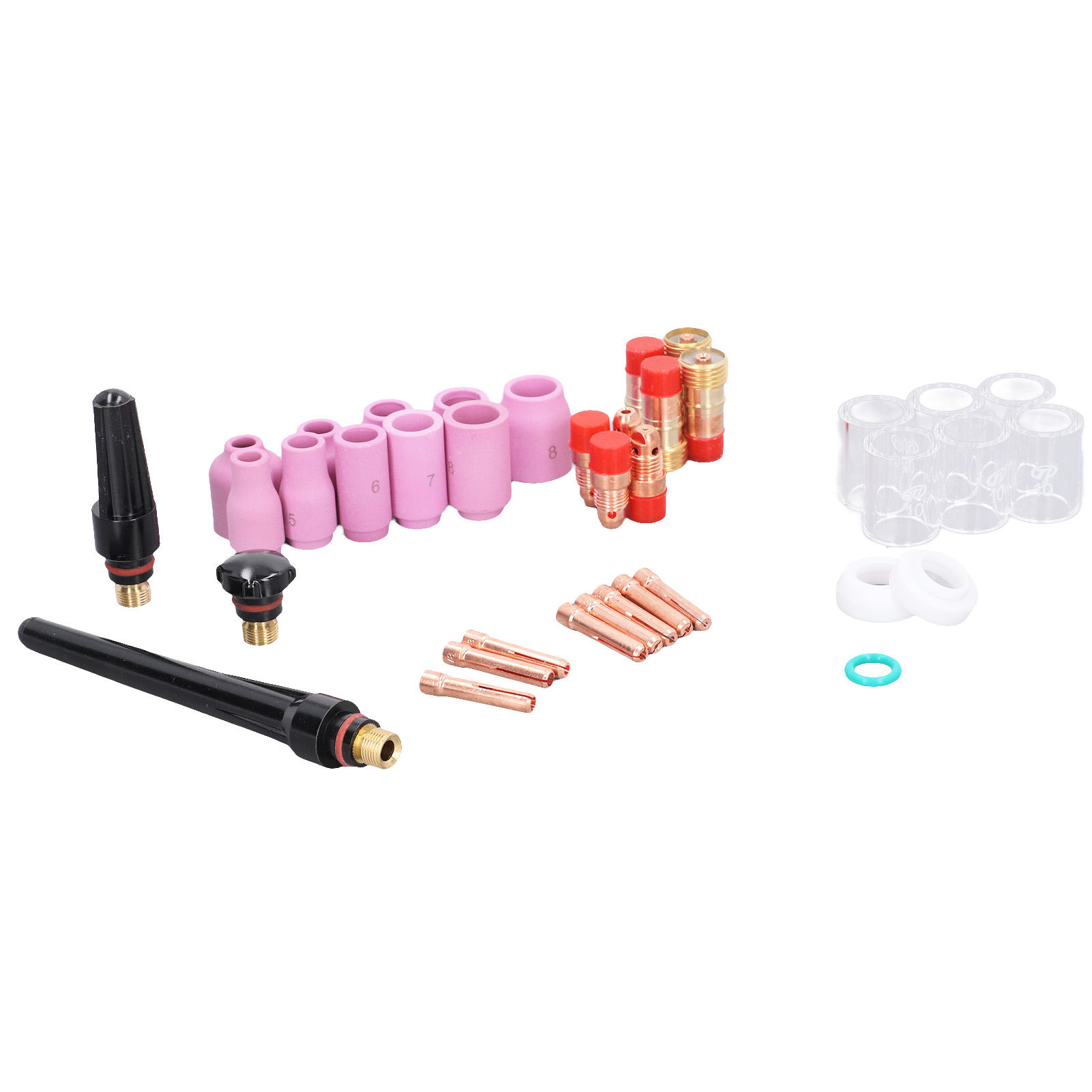 Set Mit 49 Wig-schweißzubehörteilen, Glasdüsen, Klemmen Und Kragen Für Wp-17 18 26 Brenner.