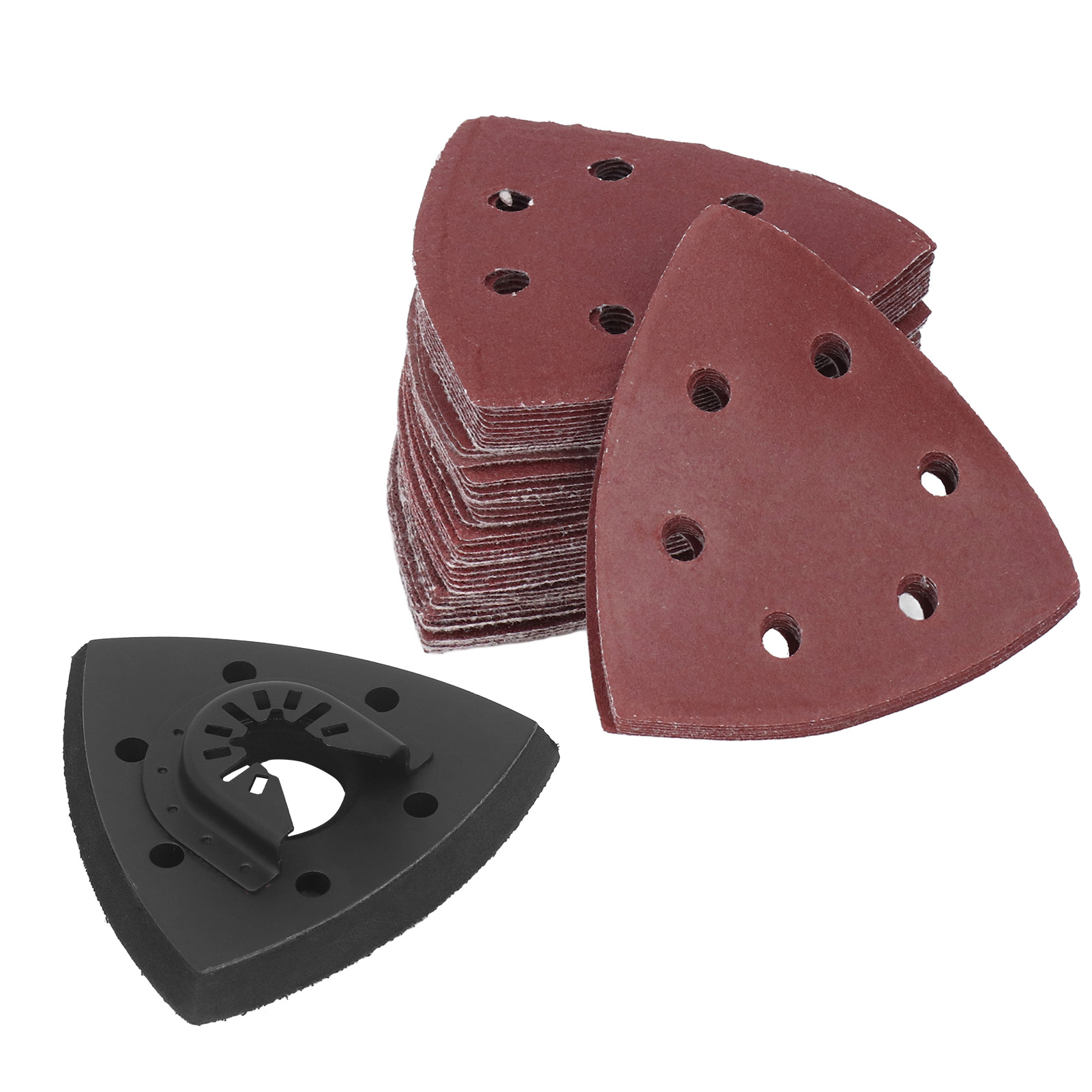 Konvolut Von 51 Dreieckigen Handschleifern (8,9 Cm Durchmesser) Mit 6 Staubfreien Löchern Für Holz Und Metall